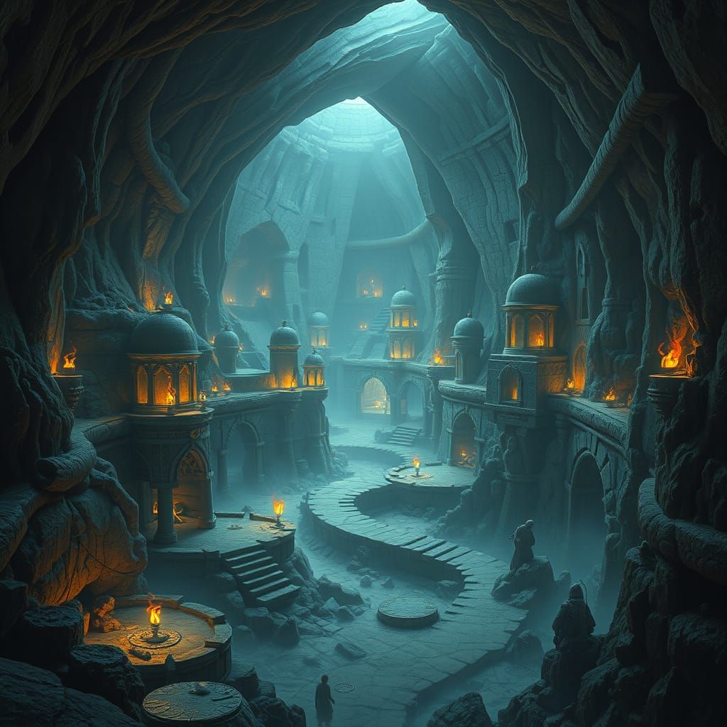 Ancient Subterranean Metropolis in Weathered, Industrial Sty...