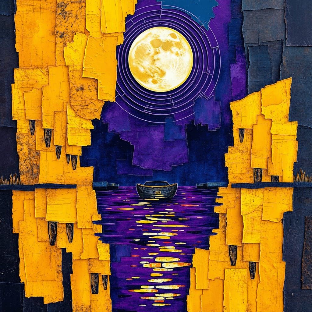 Violet Waves and Golden Moonlight