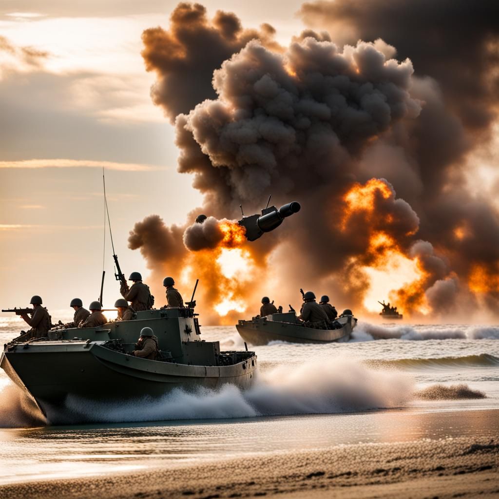 Normandy Landing: WWII Soldiers Storm the Beaches