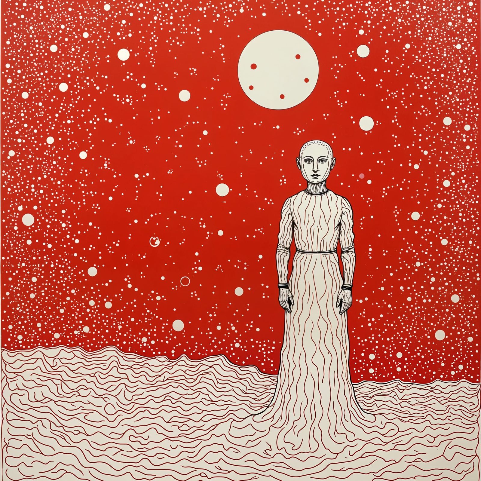 Surreal Symbolic Abstraction in White Pen and Ink