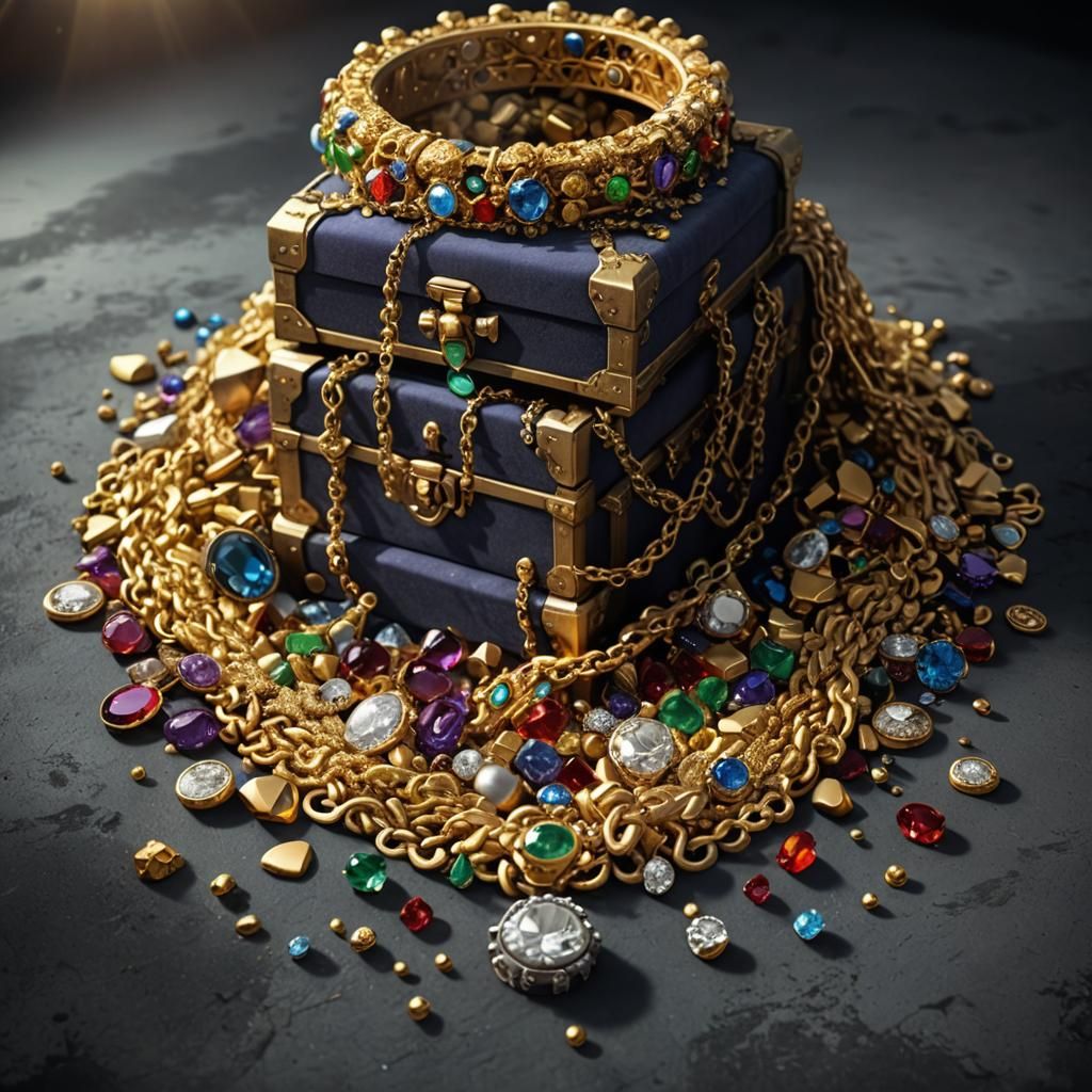 Lavish Treasure Trove Overflowing with Gold and Jewels