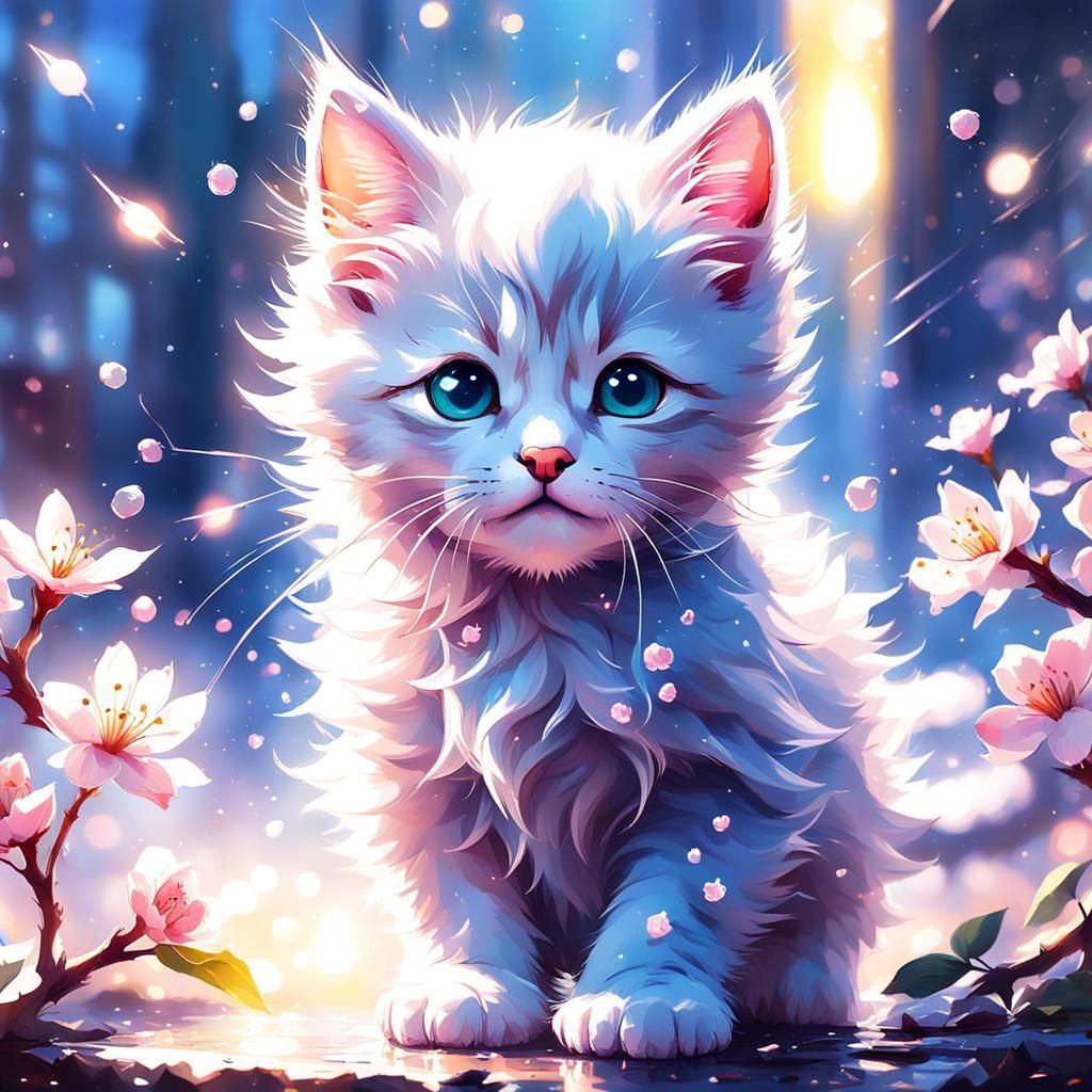 Adorable Kitten Fantasy Illustration in Soft Lighting