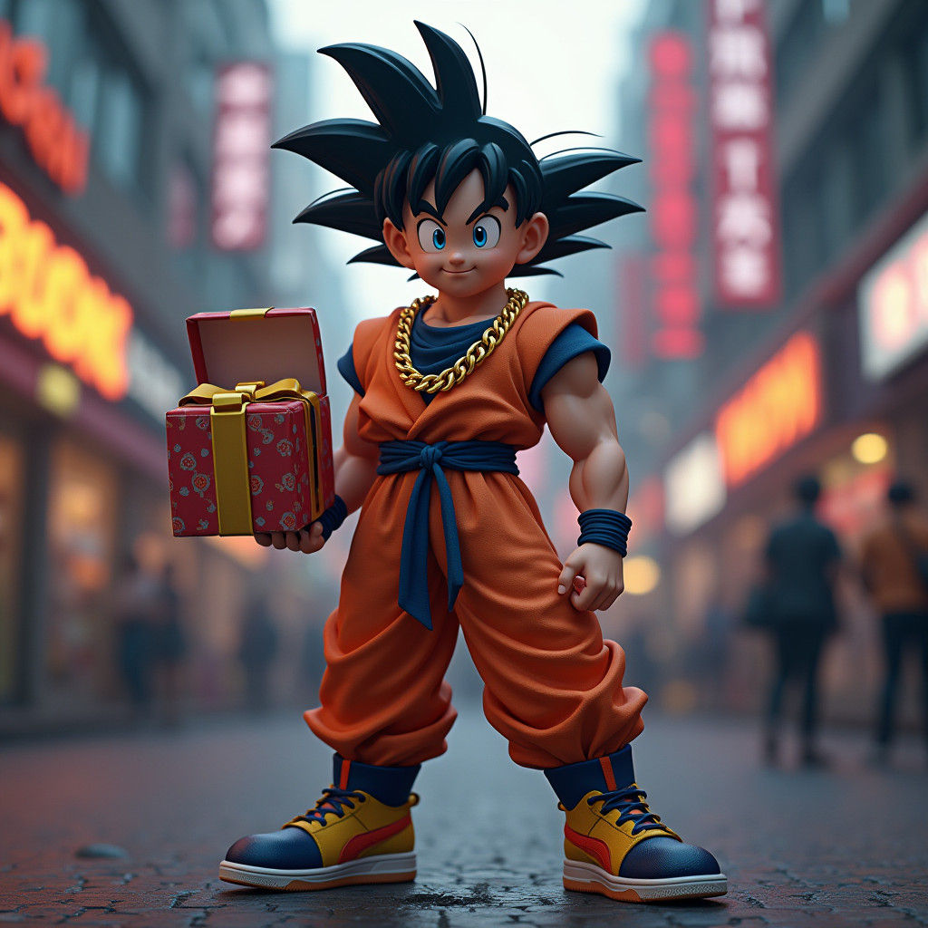 Goku as Roadman Offering Empty Present
