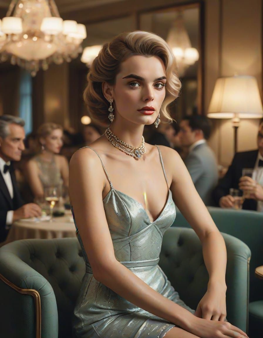 Luxurious Hotel Lounge Scene in High-End Fashion Photography