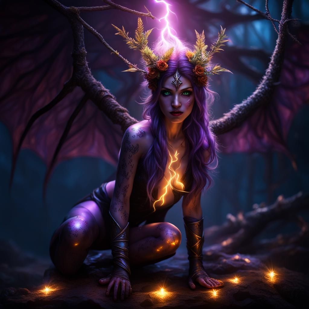 Mystical Dark Fae with Lightning
