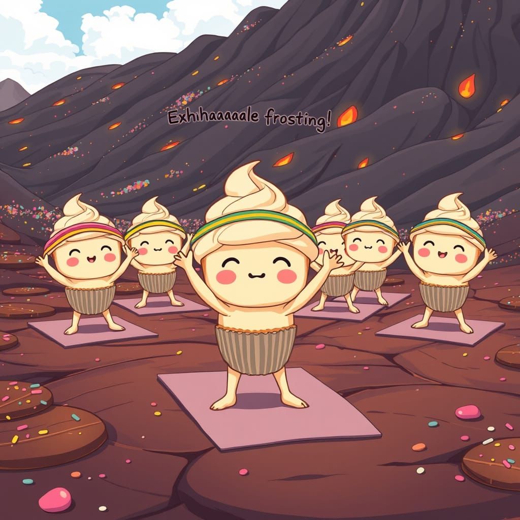 Cupcake Yoga in Anime Ghibli Style
