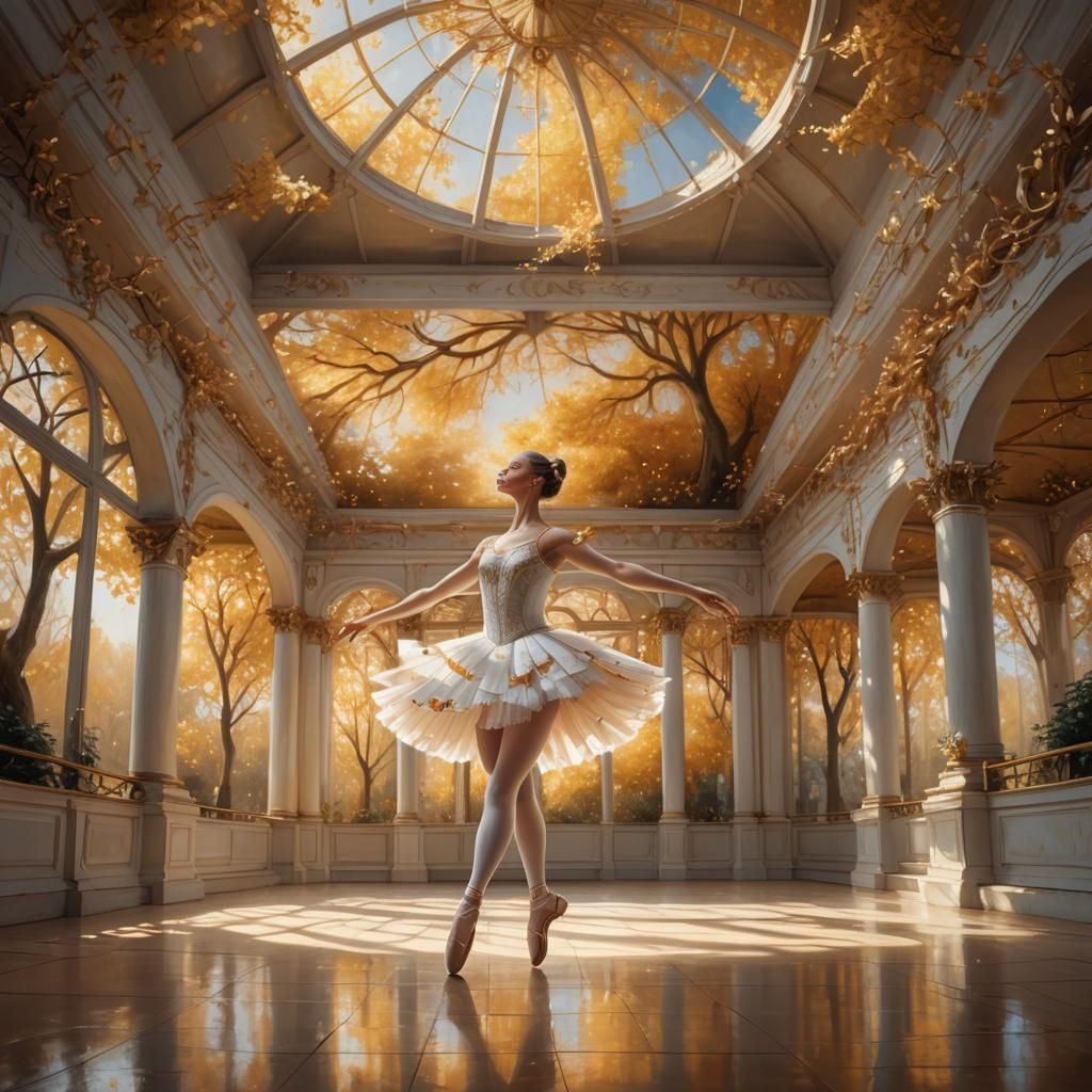Ballerina Dances in Golden Pavilion, Baroque Fantasy