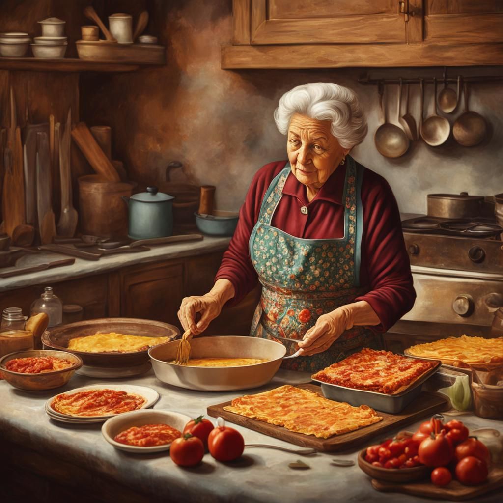 la mama cooking pasta