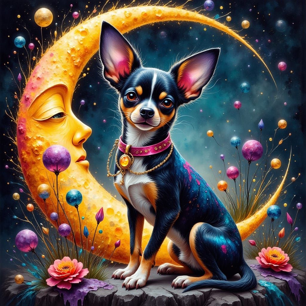<lora:Cloisonne:1.0> <lora:Flux enhancer:1.0> <lora:Earth and impression:1.0> <lora:Abstract Reality:1.0> Chihuahua and ...
