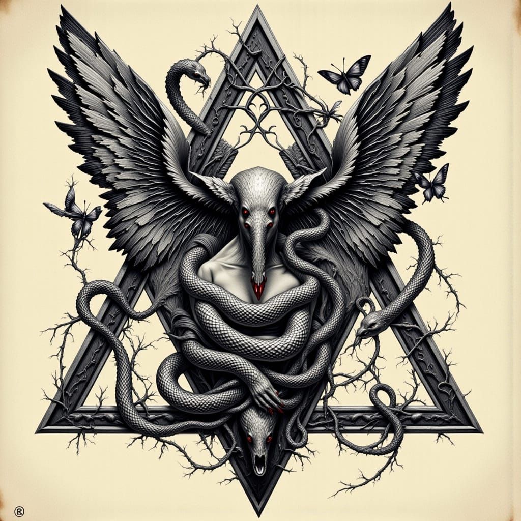 Geometric Snake in Gothic Romantica Style