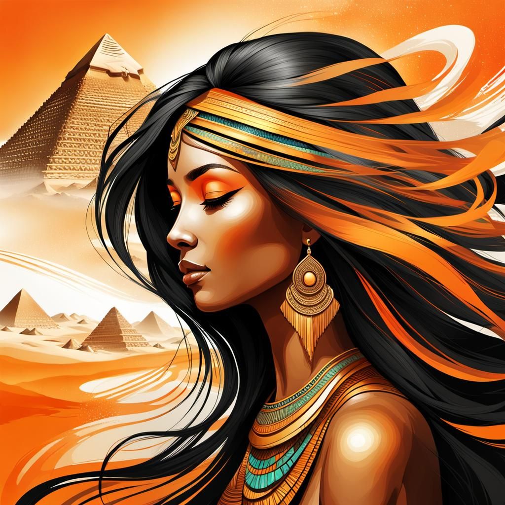 Captivating Woman with Sand Hair: Abstract Vector Portrait