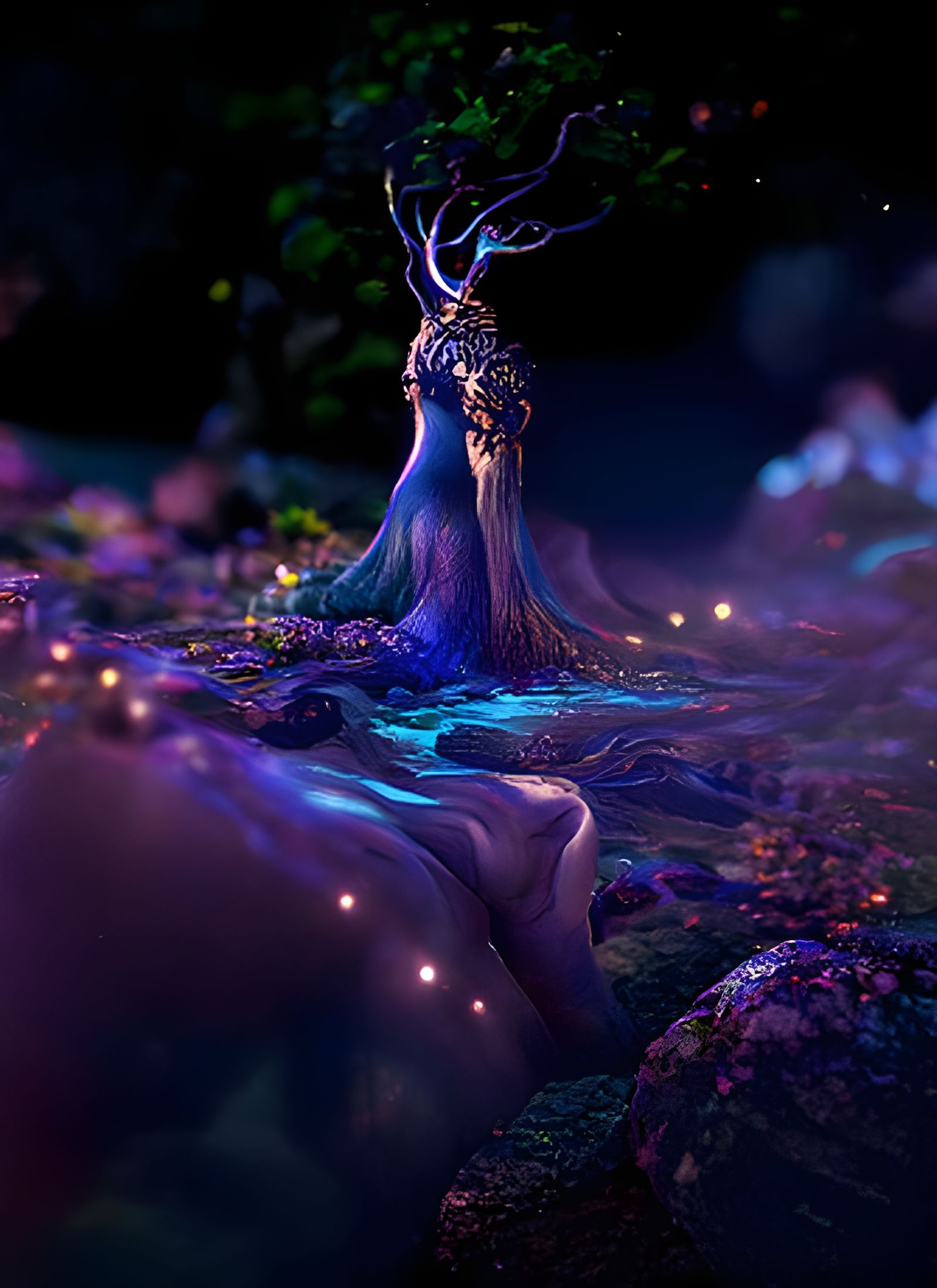 Enchanted Isle Dreamscape with Golden Tree