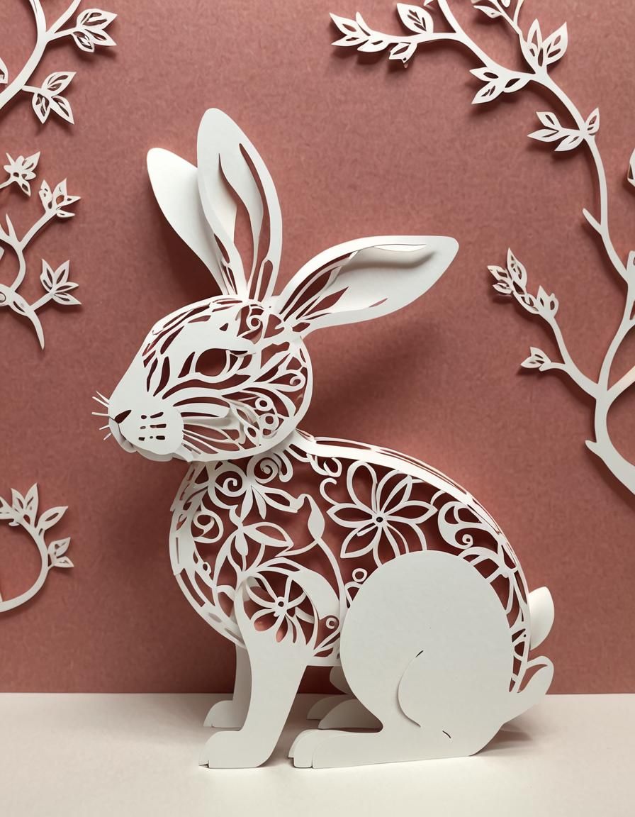 Kirigami Bunny: Clean AI-Generated Art