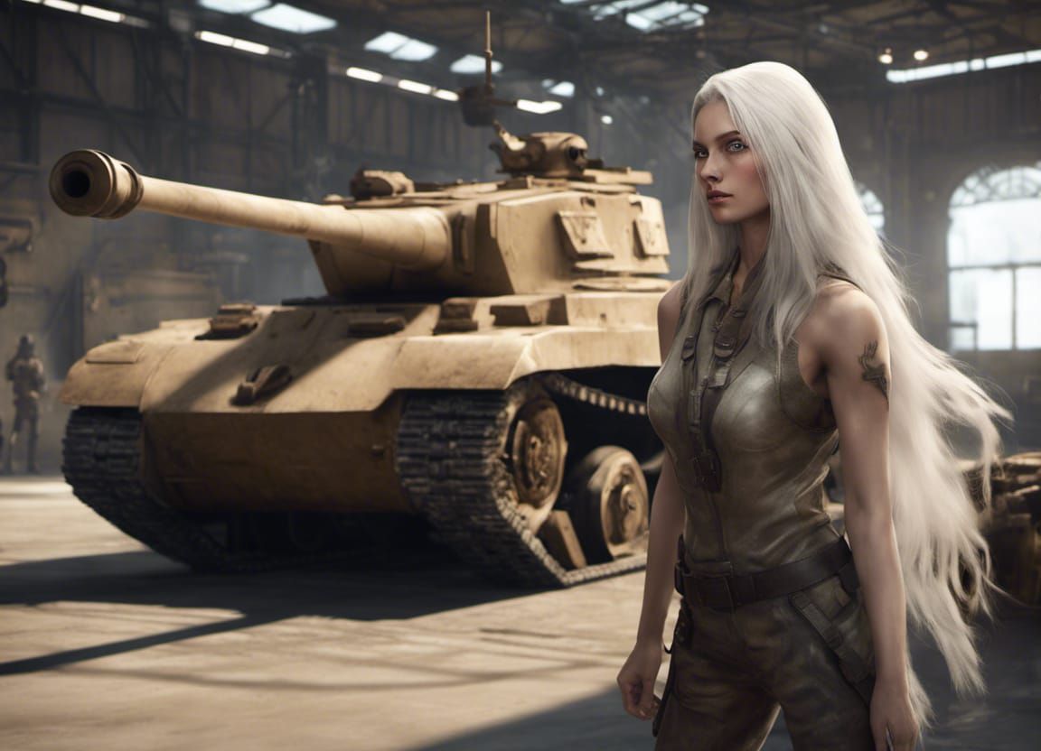 WWII Tank Hangar Concept Art in 8K