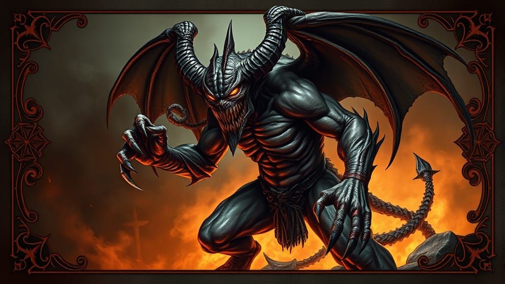 Dark Fantasy Demon Playing Card in Gothic Style