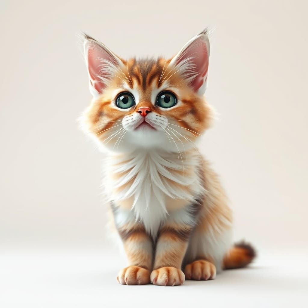 Hyper Realistic Strawberry Cat in Whimsical Pose