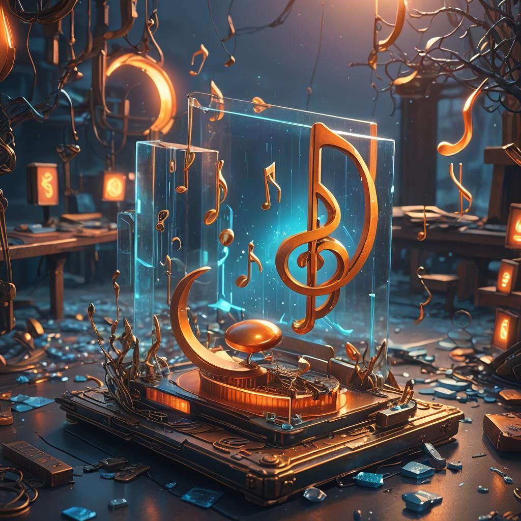 Glowing Music Note in Fantasy Matte Painting