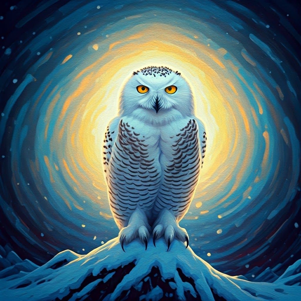Snowy Owl Unleashed in Vibrant, Cinematic Supernova