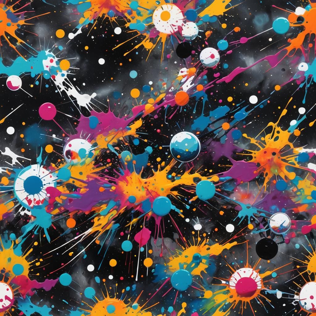 Colorful Cosmos Graffiti Art in Polychromatic Style