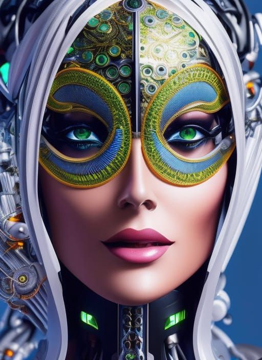 Cyborg Scientist Experimenting: Detailed Digital Painting