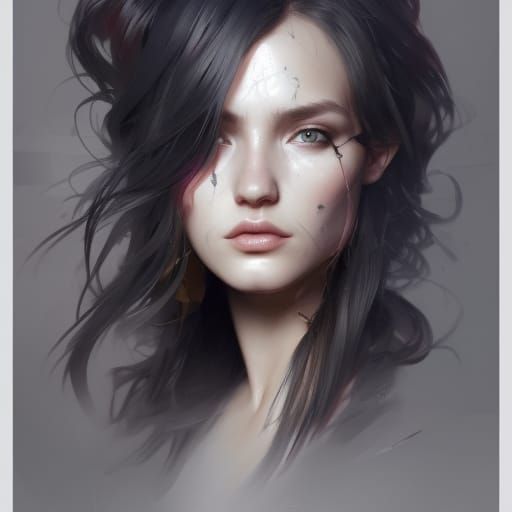 Dark Self Portrait in Hyperdetailed Style