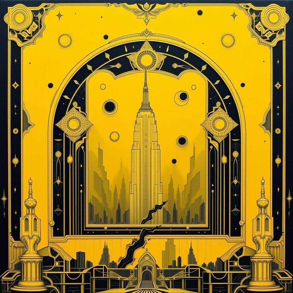Surreal Art Deco Yellow 3D Design