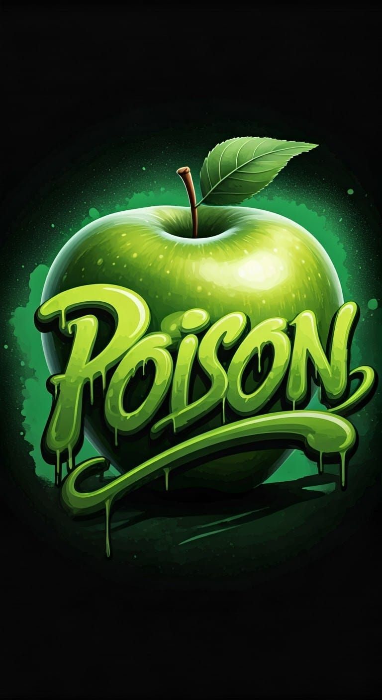 Graffiti Apple with Chartreuse Slime Typography