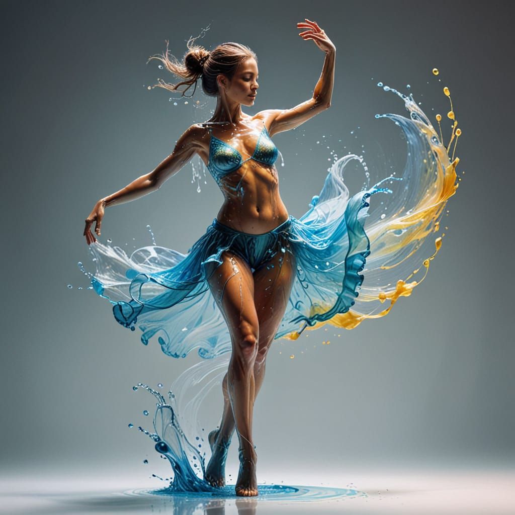 Ethereal Water Dancer in Vibrant Minimalism
