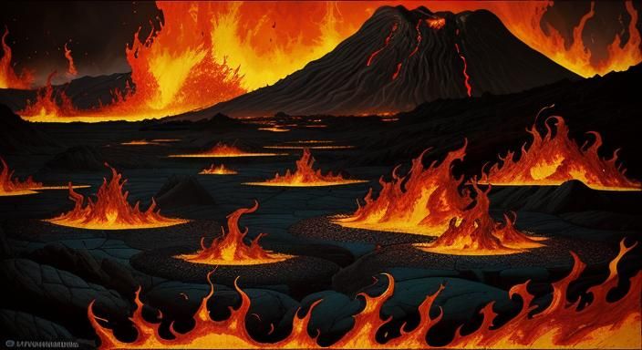 Flammenschlund-Wurm: A Surreal Volcanic Serpent