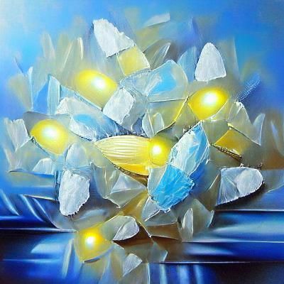 Luminous Energy Crystals in Realistic Oil Painting