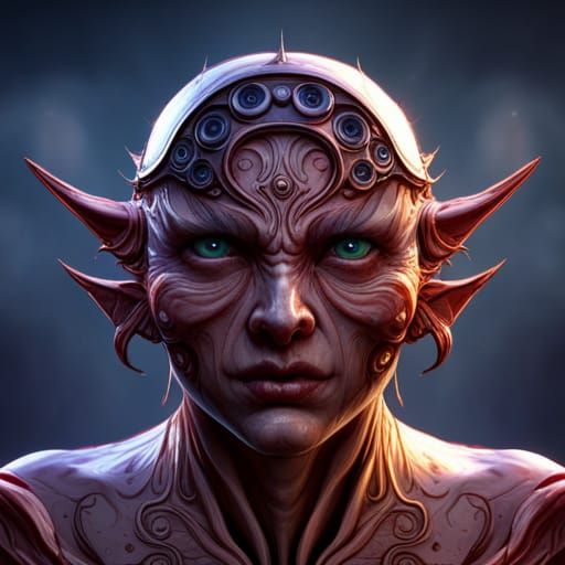 Creepy Multi-Eyed Creature in Dark Fantasy Style