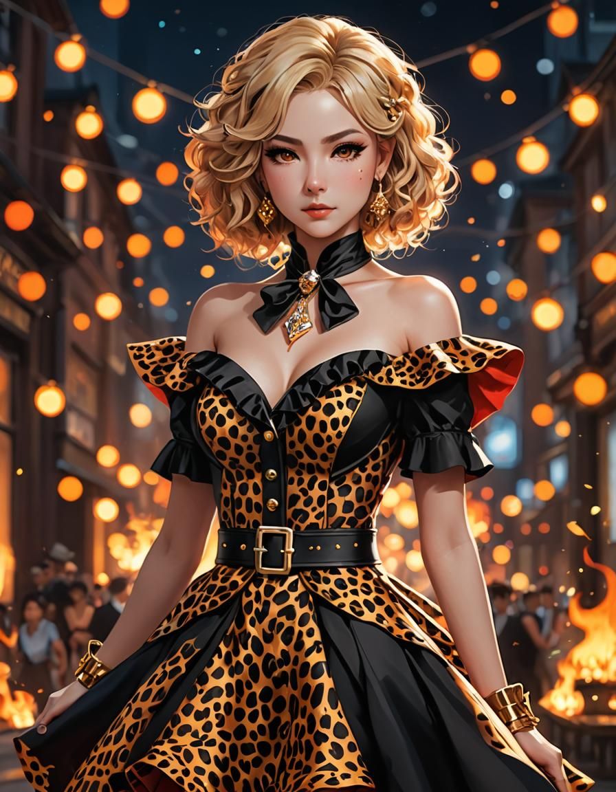 Cheetah Print Ringmaster Suit in Anime Style