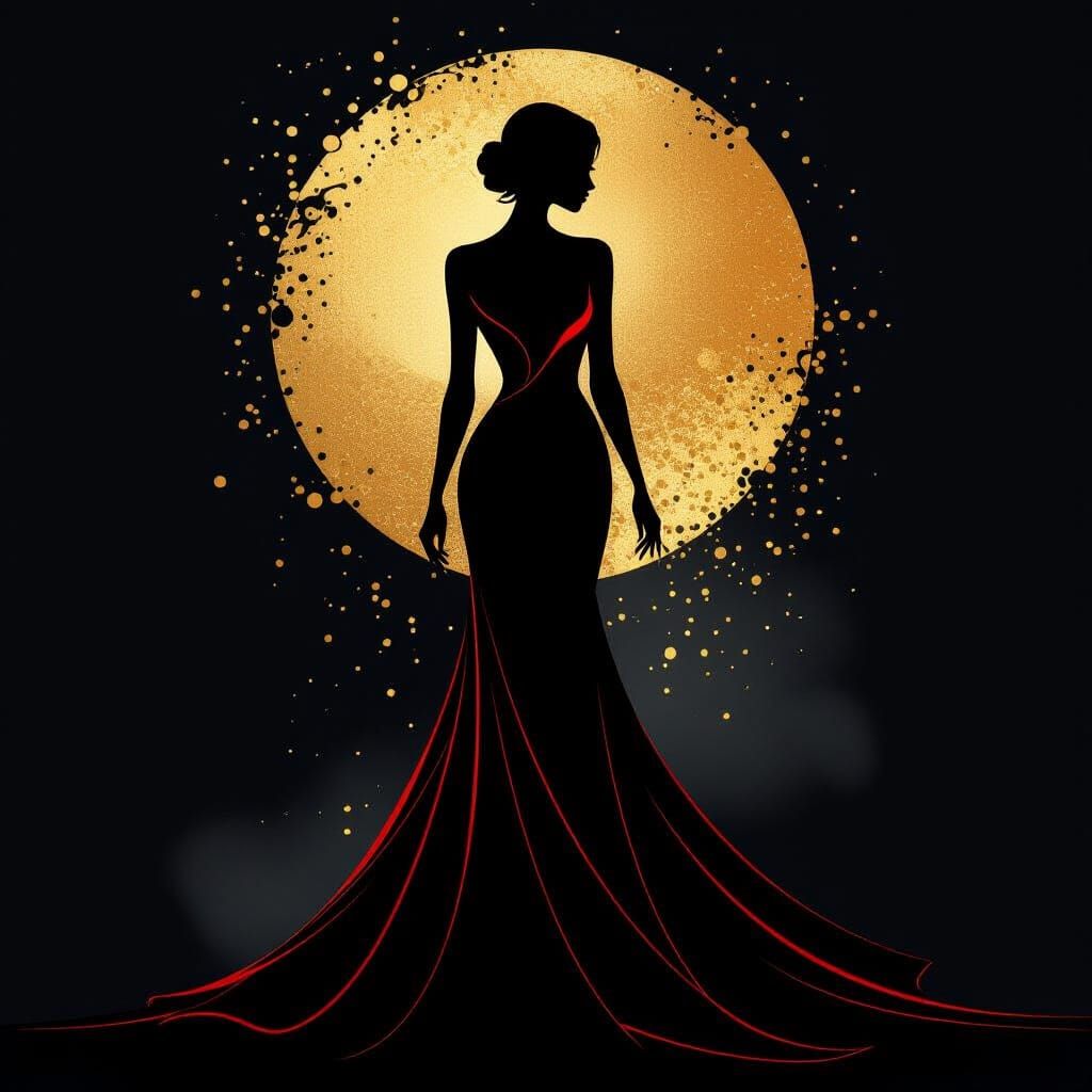 Graceful Woman Silhouette in Shadow Art Style