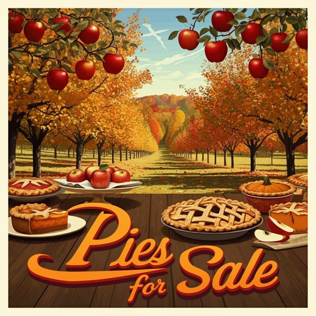 Autumn Apple Orchard Pop Art Poster