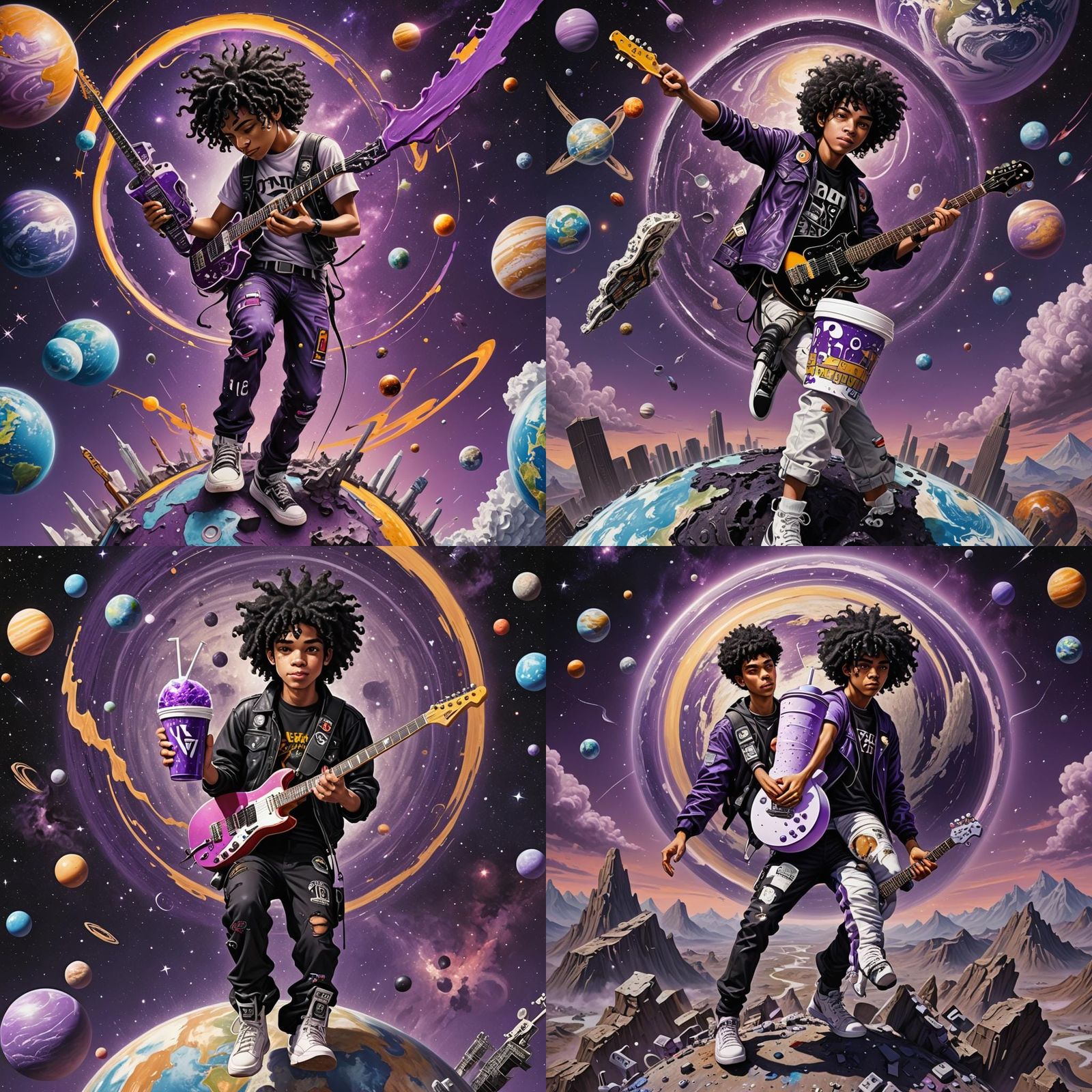 Teen Rockstar on Earth: Detailed Matte Painting