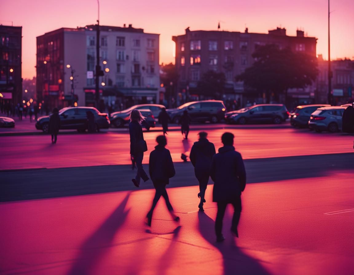 City Street Silhouettes at Sunset: Cinematic Photography