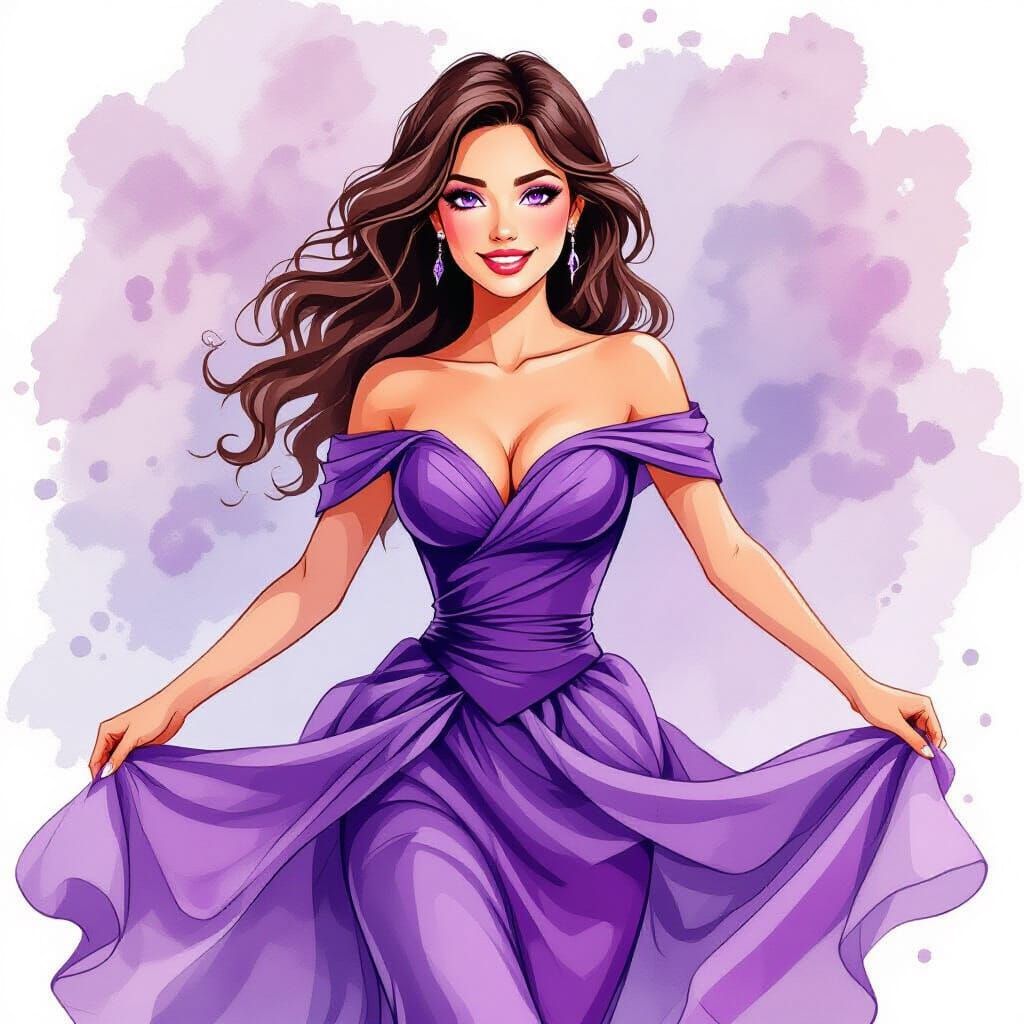 Woman Leaping Through Time in Alcohol Ink Style