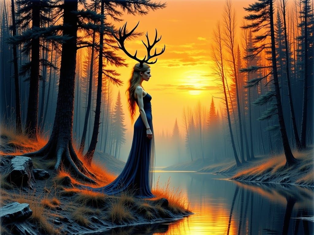 Beauty Amongst Monstrous Times: A Sunset Scene in Vibrant Je...