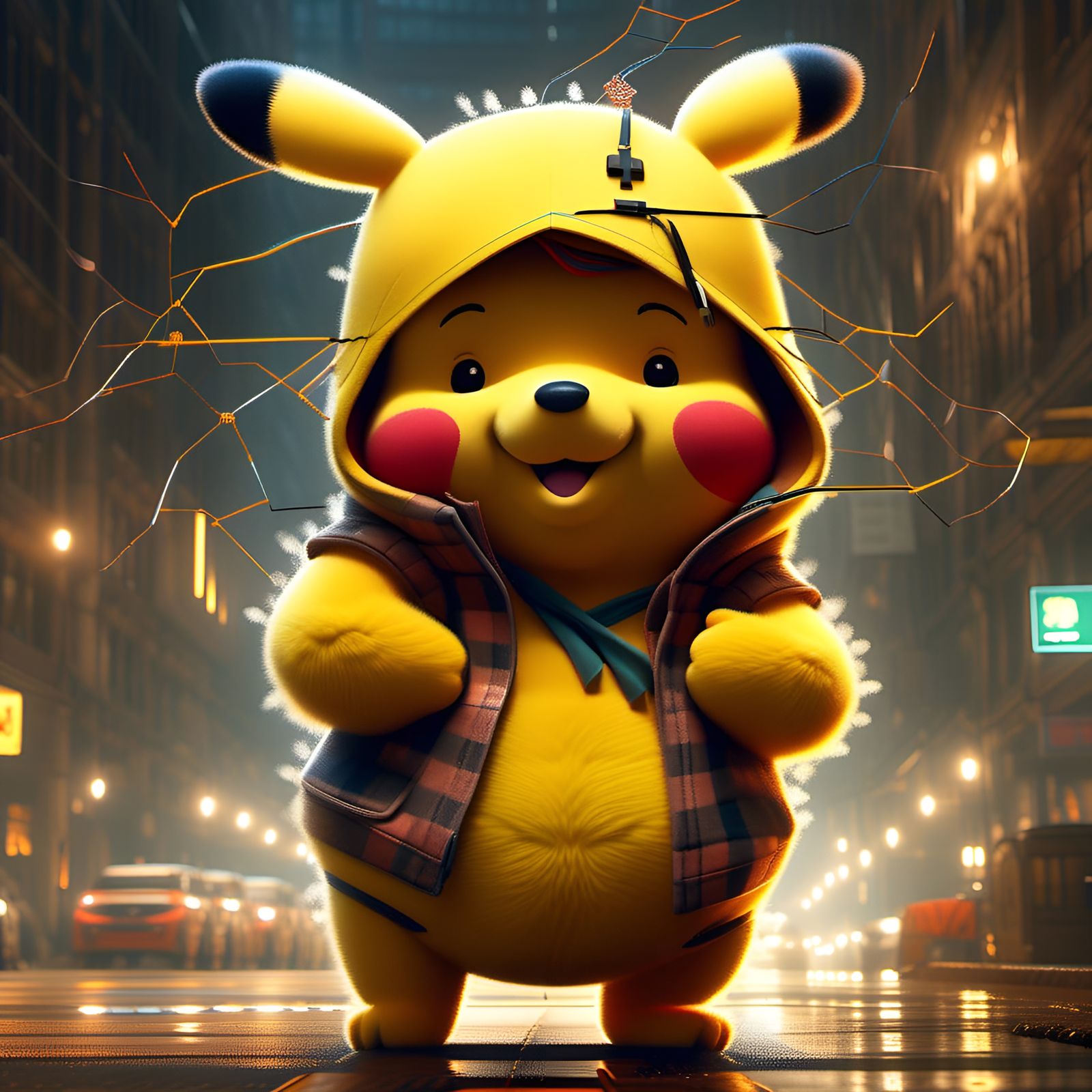 Chibi Winnie the Pooh as Pikachu