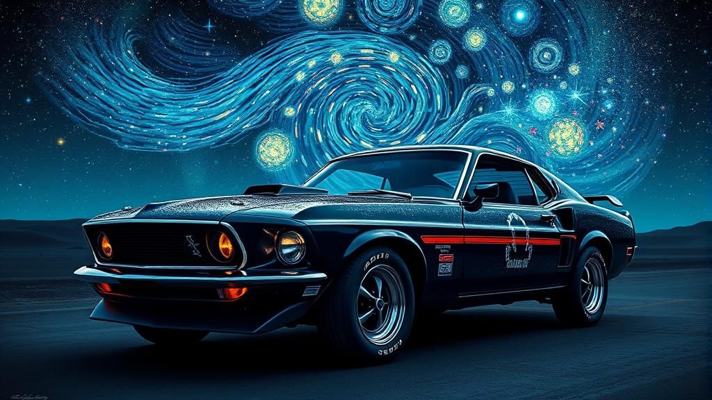Cosmic 1969 Mustang in Starry Night Colors