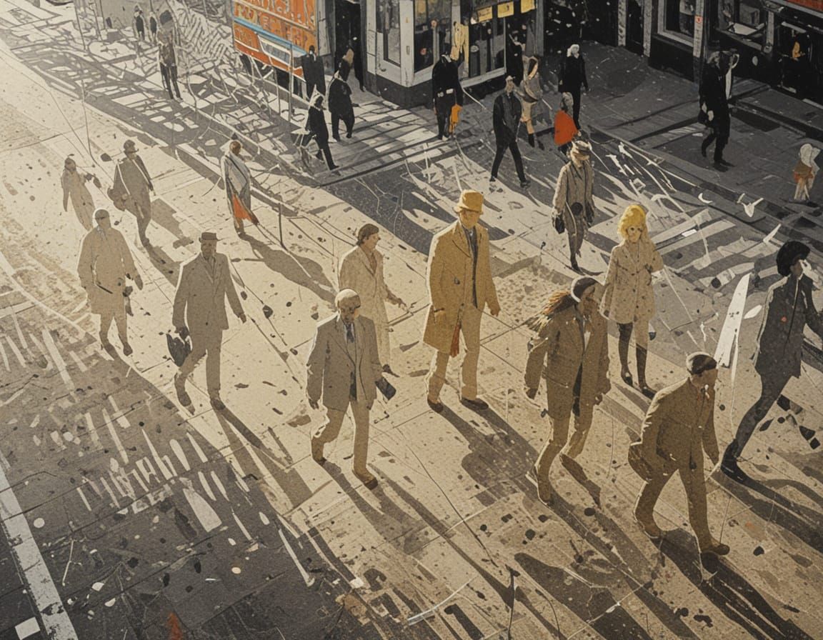 Vivid Urban Sketch with Halftone Silkscreen Effect