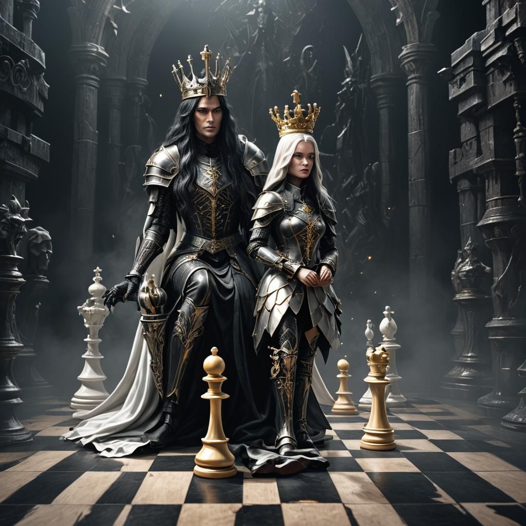 Black Knight Victory: A Fantasy Chess Scene