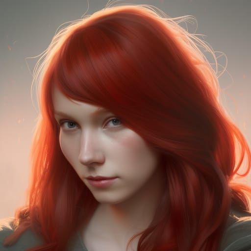 Beautiful Redhead Portrait in Hyperdetailed Style