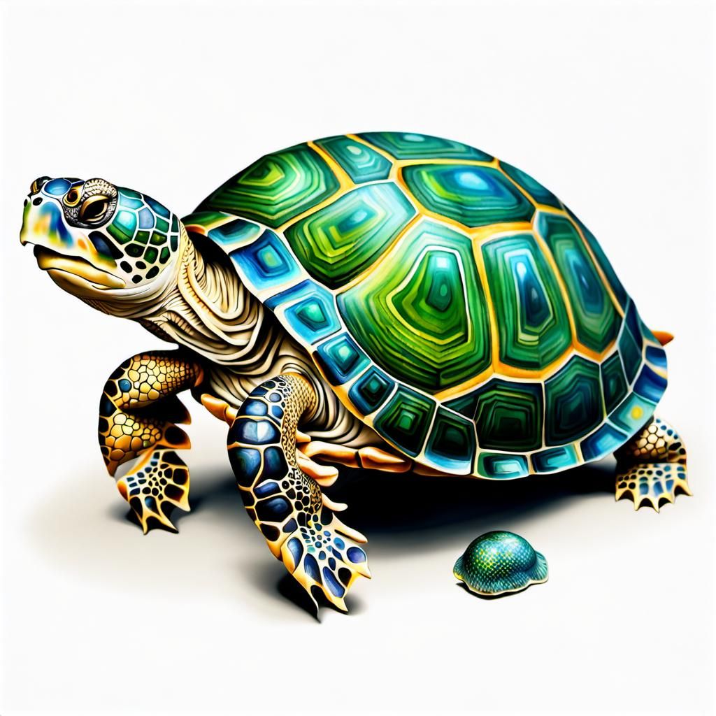 Photorealistic Turtle Shell in Klimt Style