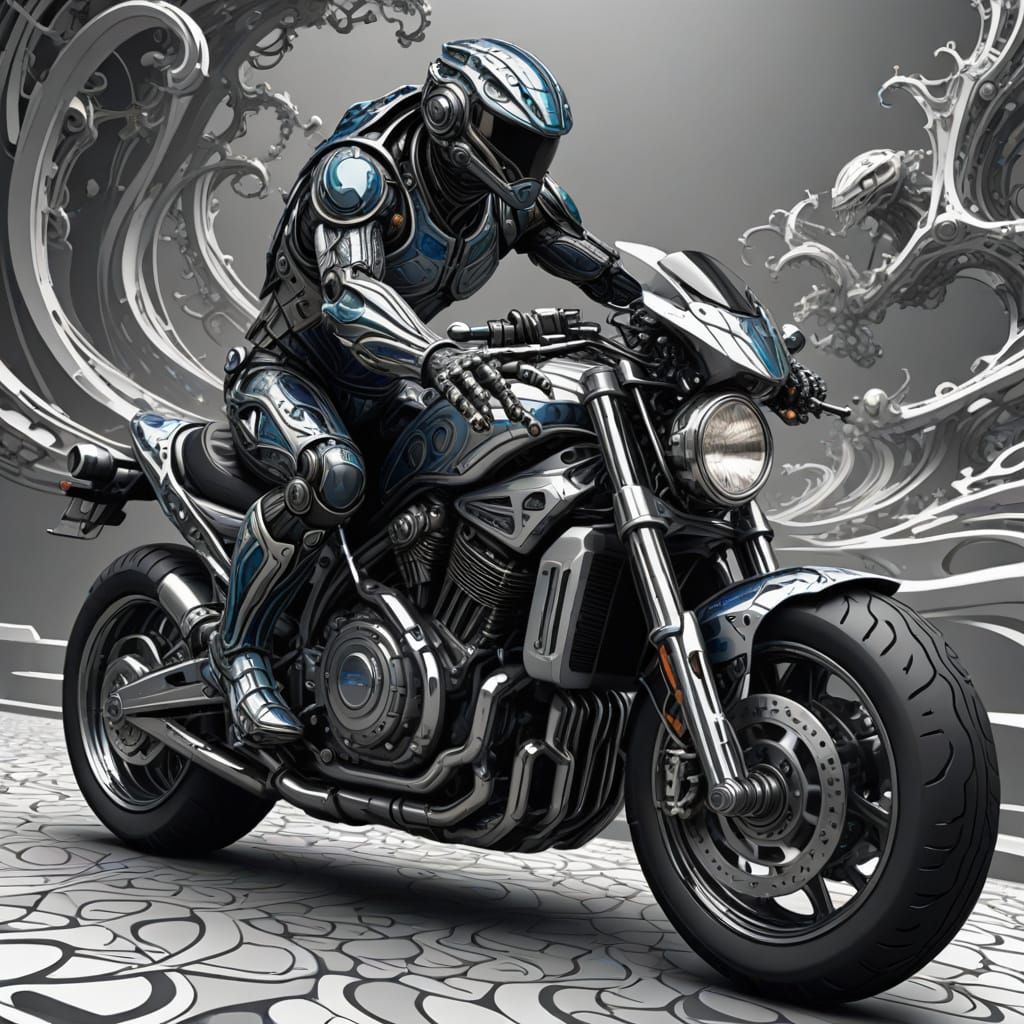 Cyberfrog on a motorbike