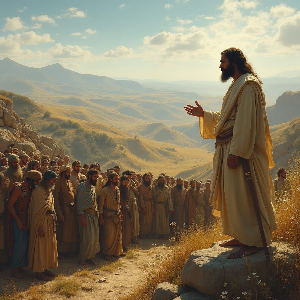 Serene Jesus on the Galilean Hillside in Traditional Jewish ...