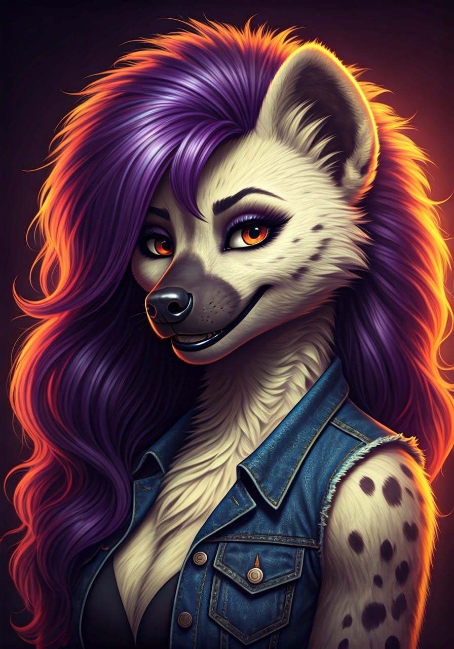 Sultry She-Hyena in 80s Glamour