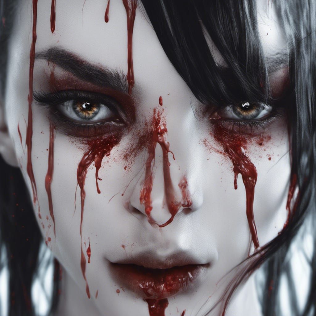 Cursed Woman with Blackened Eyes: Digital Matte Painting