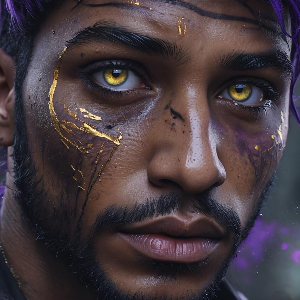 Mystical Portrait of Scarred Man in Dark Fantasy Style