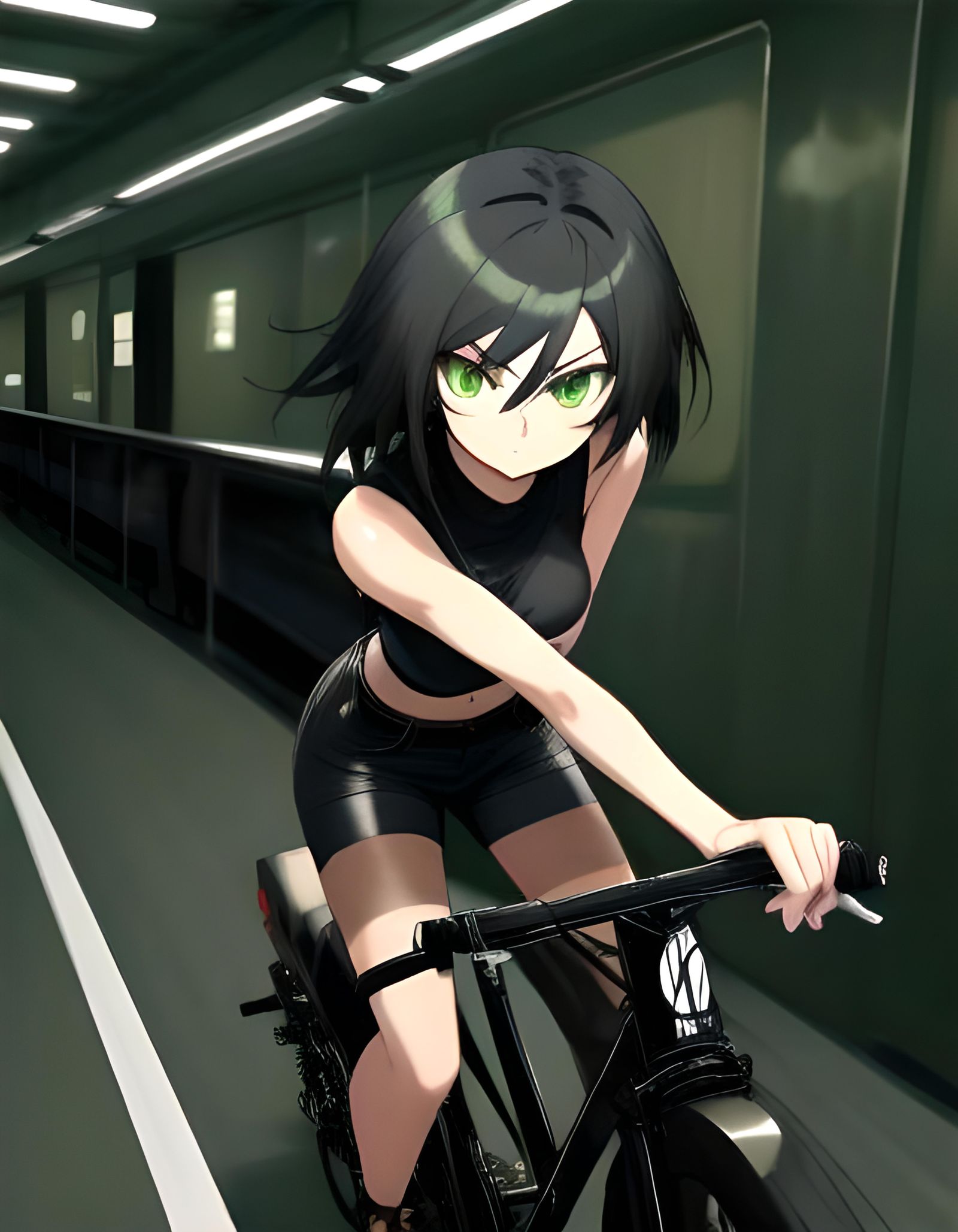 Anime Girl Riding a Freight Train